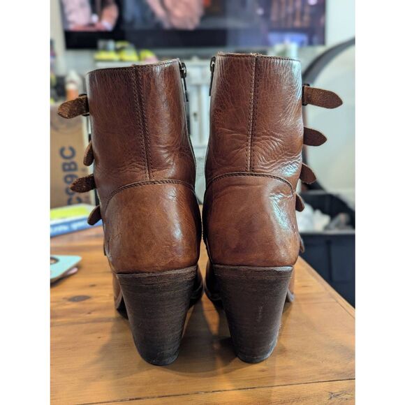 Frye Izzy Gladiator Leather Sandals Women’s 9.5 Brown Strappy Heel Boho - Picture 5 of 10